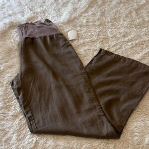 Love Tree Two-Tone Wide Leg Pants in Mauve and Brown